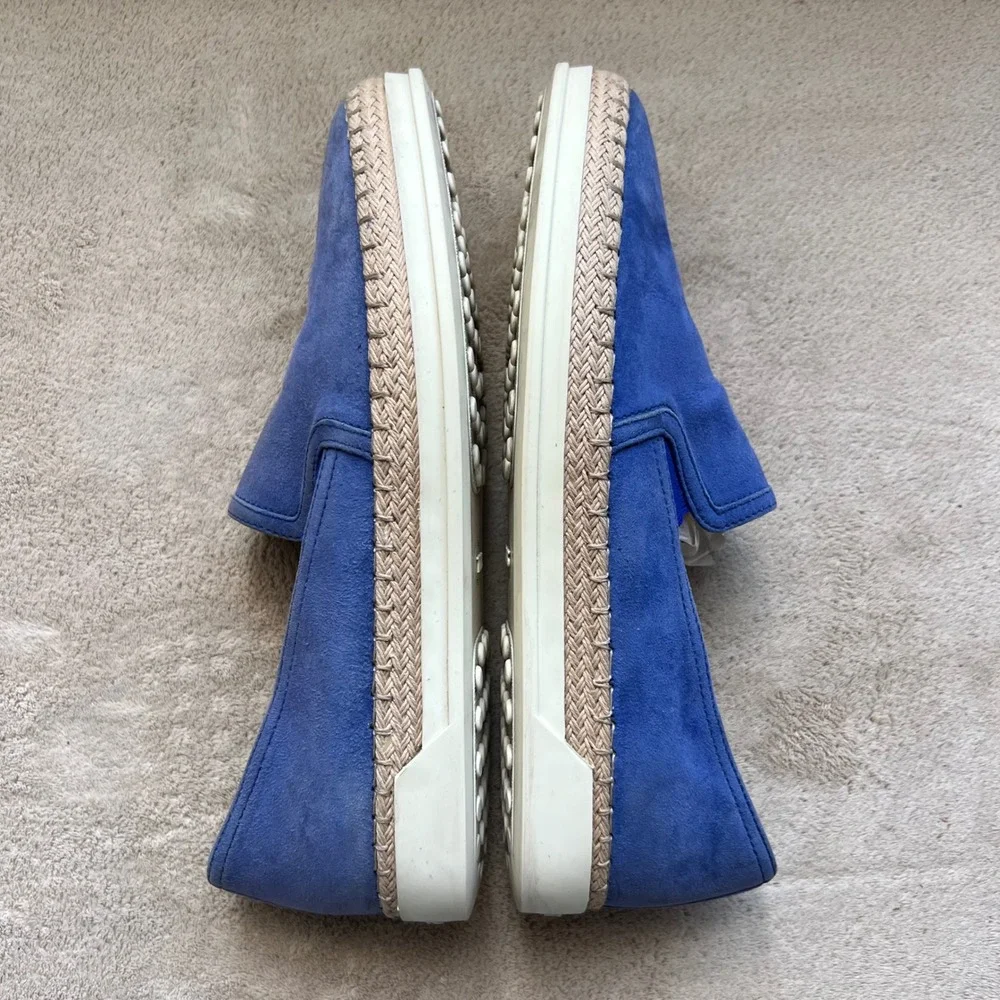 Tods Women 5.5 EU 36 Blue Suede Espadrille Slip On Sneaker Loafers Resort Travel